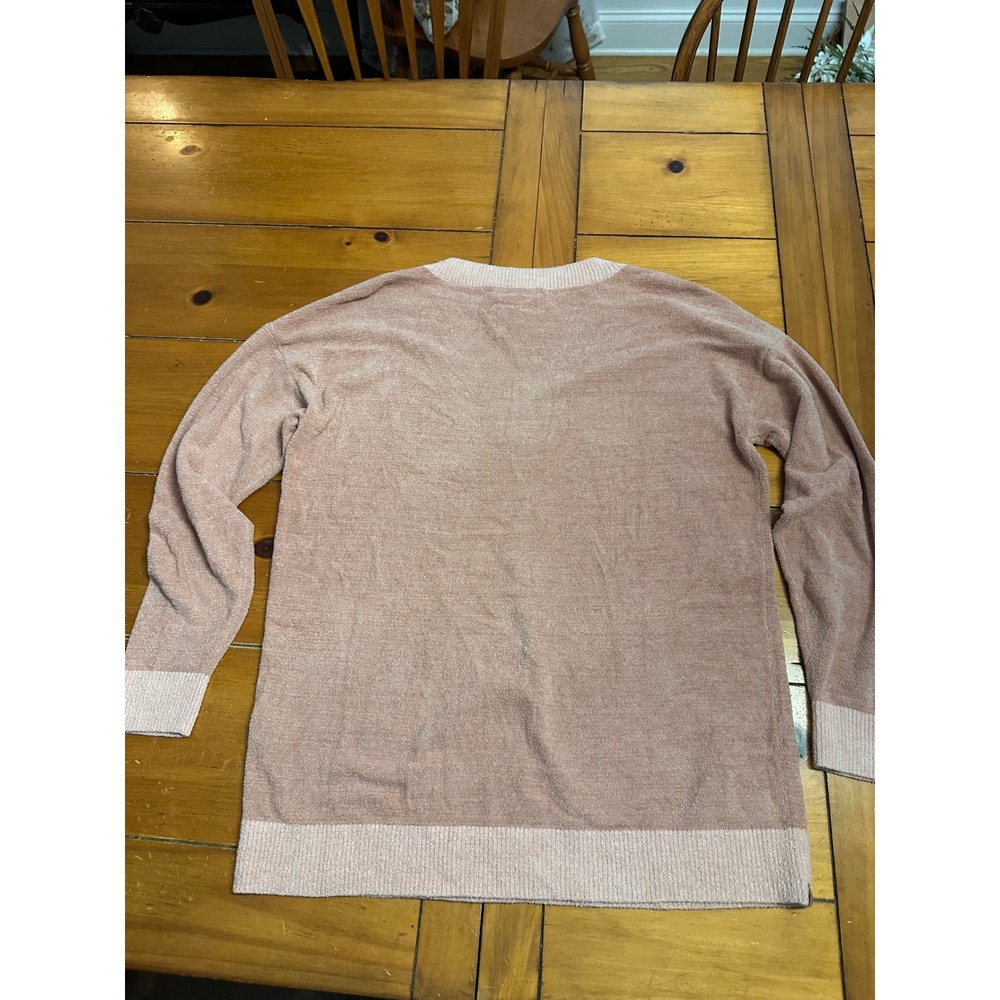 Barefoot Dreams CozyChic Ultra Lite Color Block V-Neck Tunic Wild Rose MP NEW - Picture 8 of 9